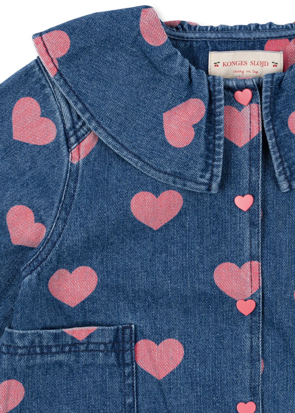 Konges Sløjd / Magot Denim Skjorte med hjerter / Bon Coeur Pink — billede 2