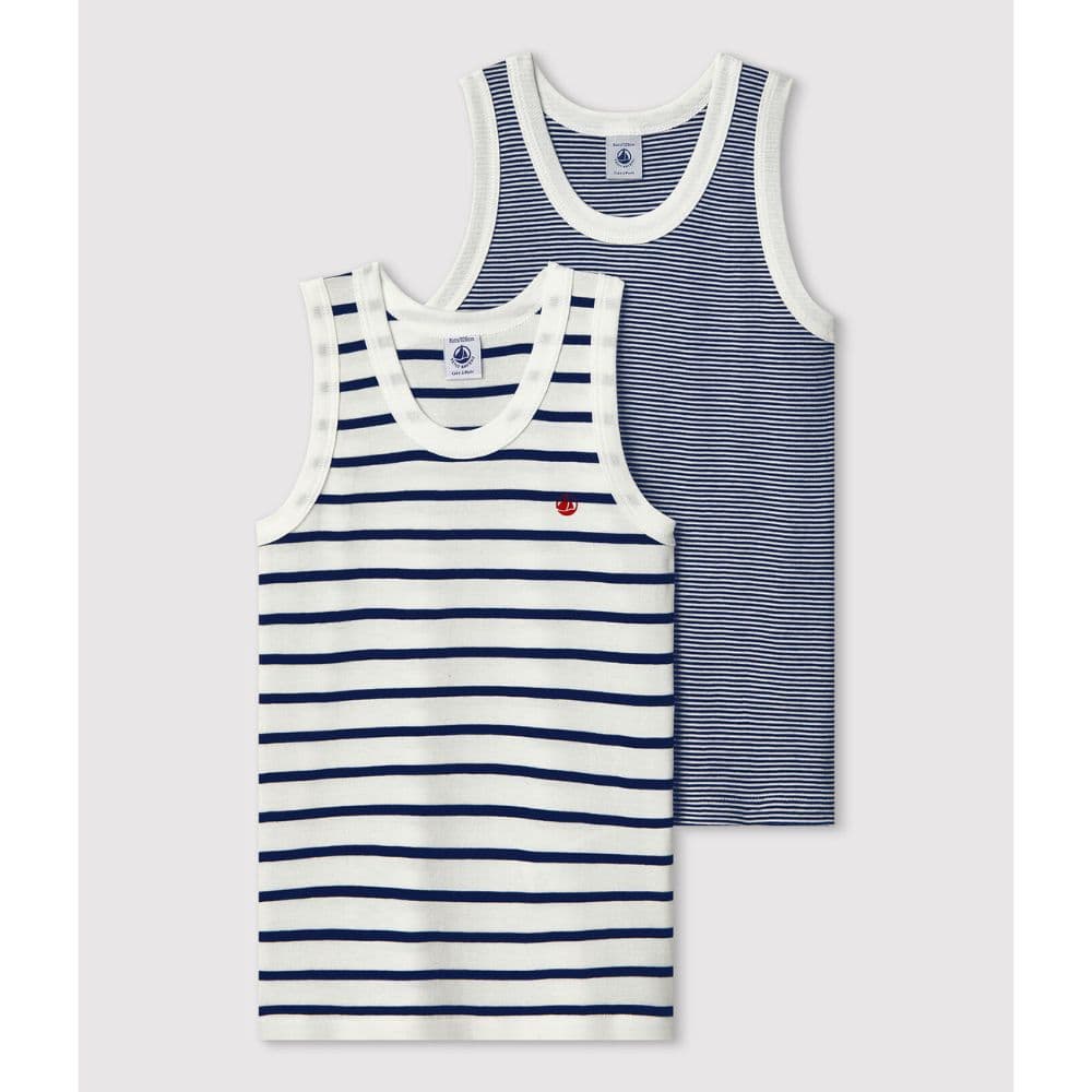 Petit Bateau / 2-pak undertrøjer / striber — billede 1