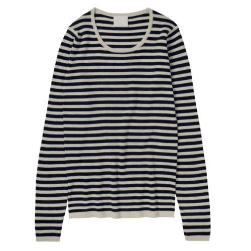 FUB woman uld rib bluse med striber i dark navy