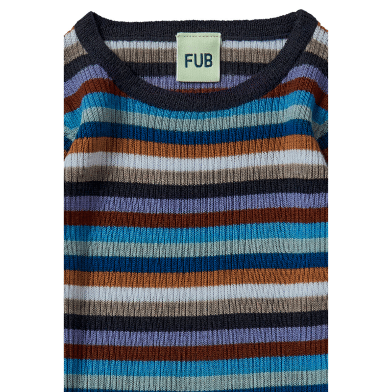 FUB uld rib bluse med multi striber