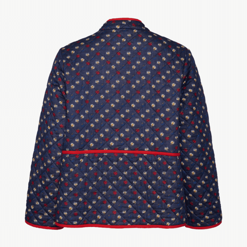 sissel edelbo jakke adriane quilt i navy med røde detaljer