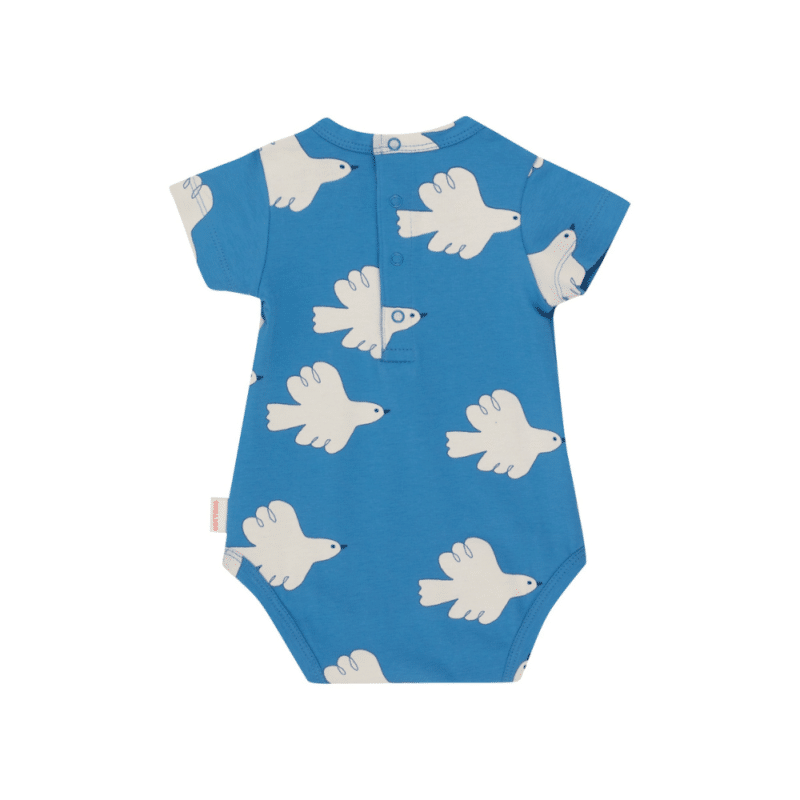 Tiny Cottons baby kortærmet body blå med duer. Doves body azure.