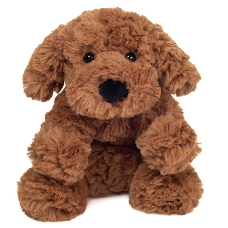 Teddy Hermann liggende hund 20 cm mørk brun