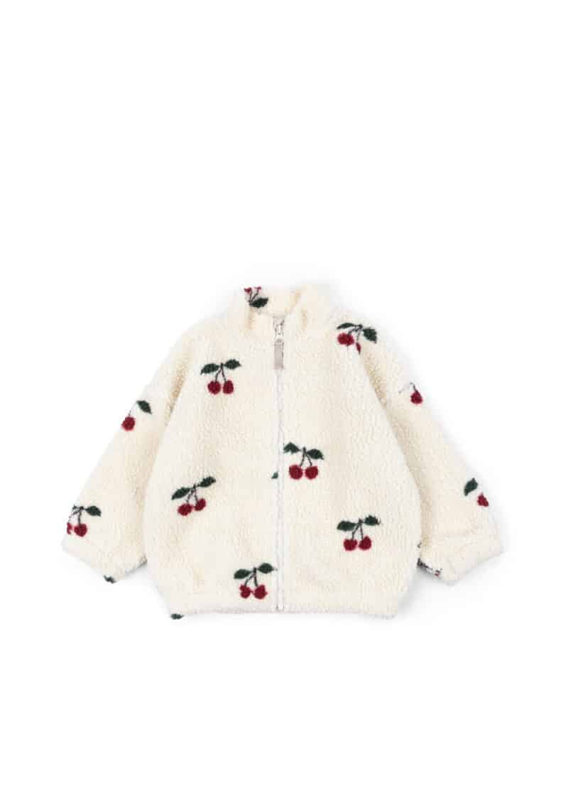 Konges Sløjd jody teddy fleece jakke med kirsebær cherry print