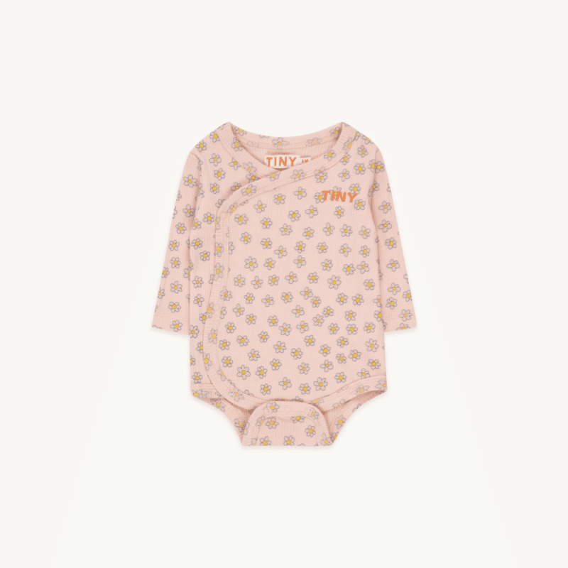 Tiny Cottons baby body lyserød med margueritter